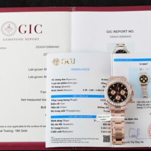 Rolex Daytona Dial Black Super Clone Watches Gold Wrapped + Diamonds Moissanite Baguette 40mm
