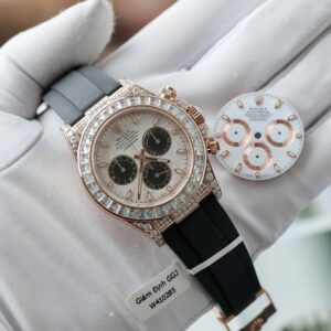 Rolex Daytona Best Super Clone Watches 18K Gold Wrapped + Diamonds Moissanite Baguette 40mm