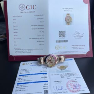 Rolex Daytona Rainbow 116595 Best Super Clone Watch Gold Wrapped + Moissanite Diamonds 40mm