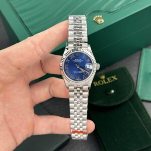 Rolex Super Clone Watch DateJust Roman Numeral Pile Blue Dial EW Factory 31mm