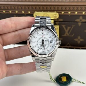 Rolex Super Clone Watch Sky Dweller 326934 Dial White Strap Jubilee 42mm