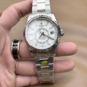 Rolex Super Clone Watch Sky Dweller 326934 White Dial Metal Wire 42mm