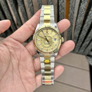 Rolex Sky-Dweller Super Clone Watch Demi Gold N Factory 41mm