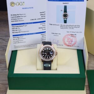 Rolex Yacht-Master Super Clone Watch Custom Gold Wrapped With Moissanite Baguette Diamond Hong Kong 40mm