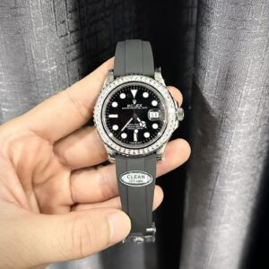 Rolex Super Clone Watch Yacht-Master Custom Moissanite Diamonds Clean Factory 40mm