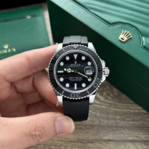 Rolex Super Clone Watch Yacht-Master Black Dial Rubber Strap 40mm