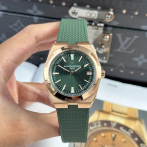 Vacheron Constantin Super Clone Watch Overseas 4500V Green Dial Rubber Strap 41mm
